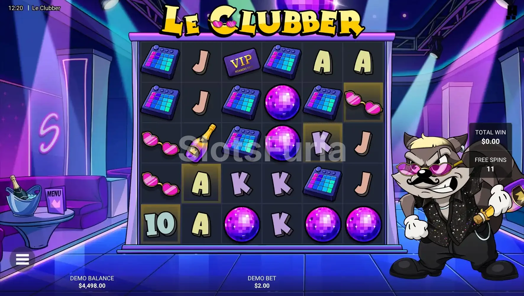 Giros gratis de Le Clubber con monedas y tréboles en pantalla