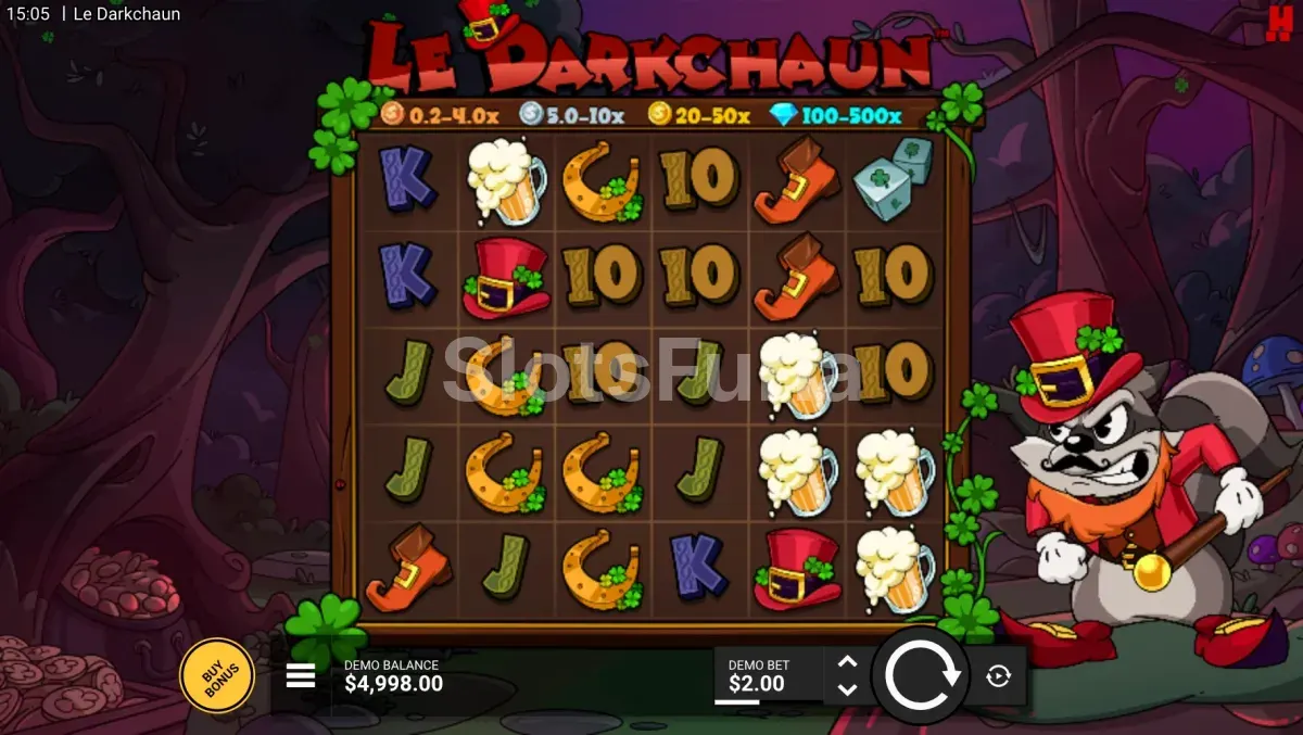 Juego base de Le Darkchaun con los 6 rodillos de Hacksaw Gaming
