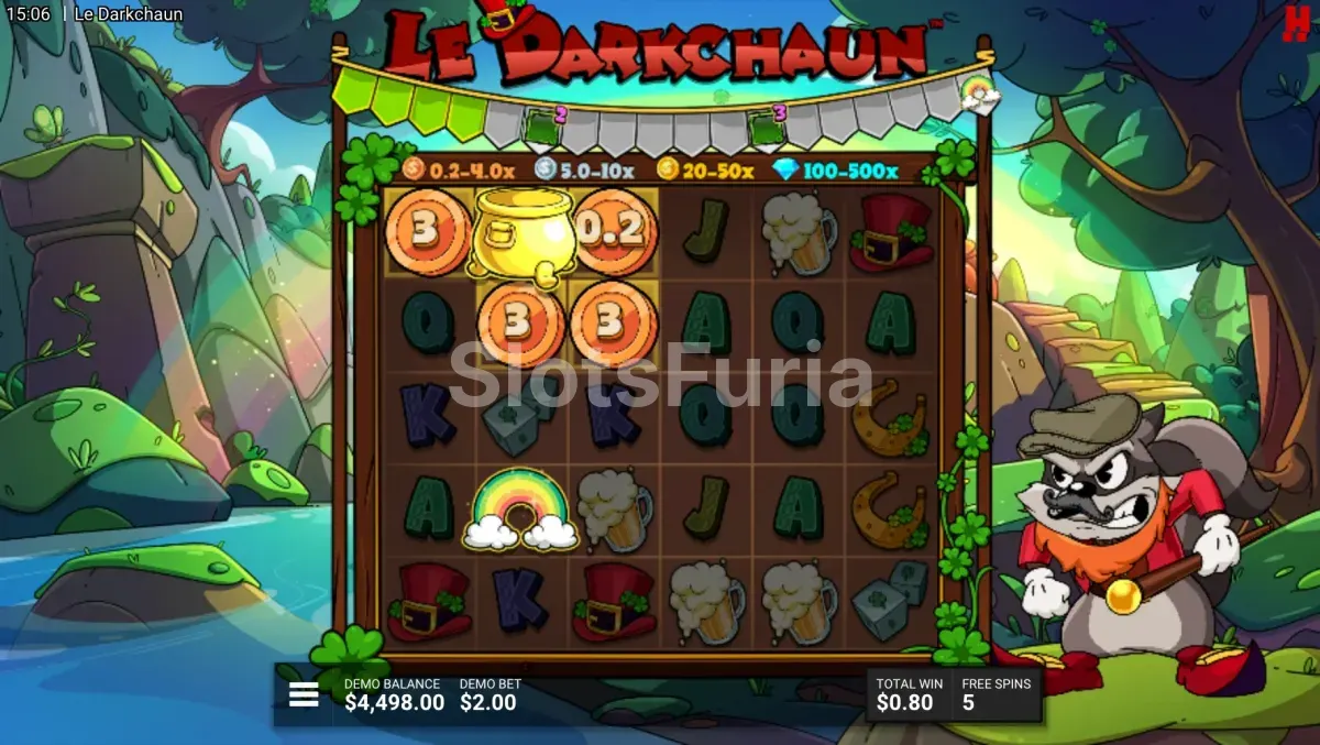 Ronda de giros gratis de Le Darkchaun con el contador en pantalla