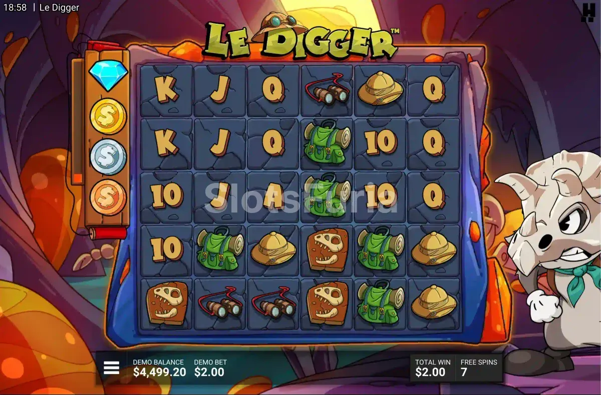 Ronda de giros gratis de Le Digger con capas excavadas