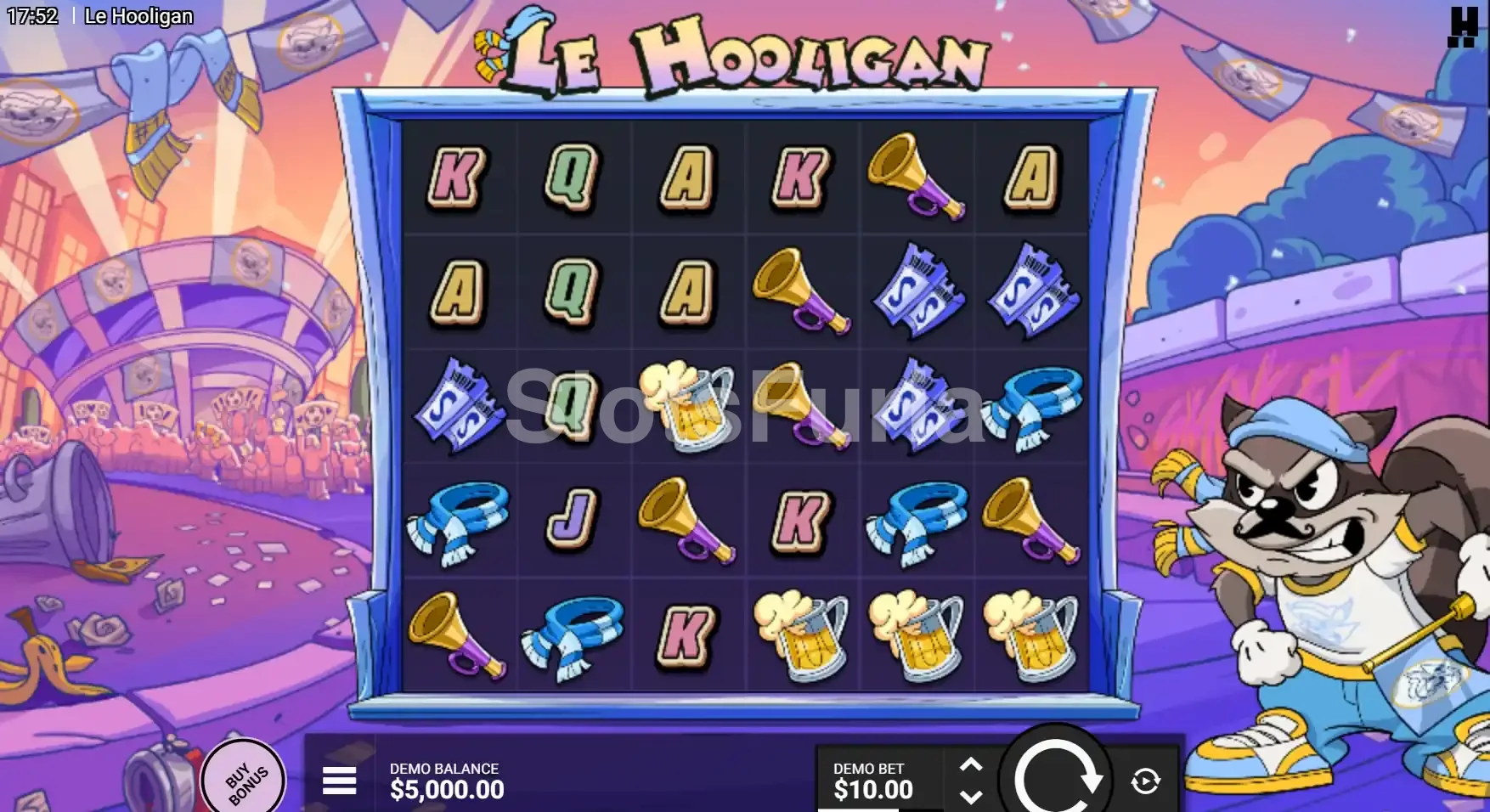 Pantalla principal de Le Hooligan con los 6 rouleaux activos
