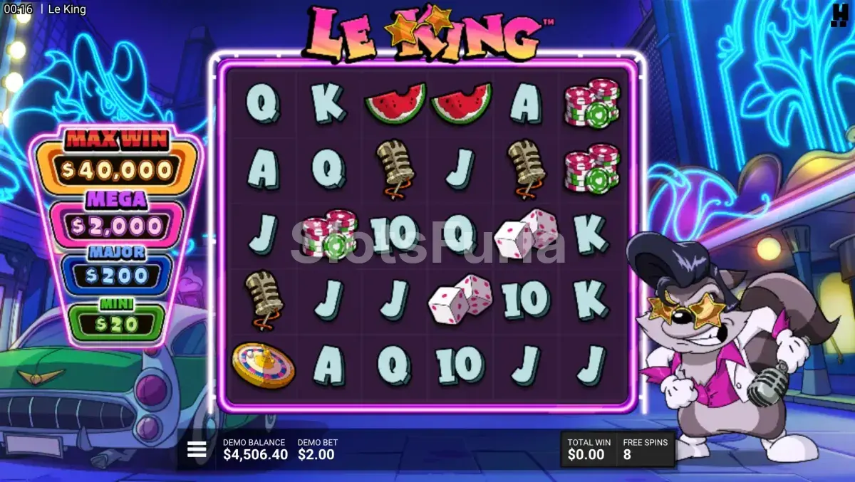 Ronda de giros gratis de Le King con Golden Squares activadas