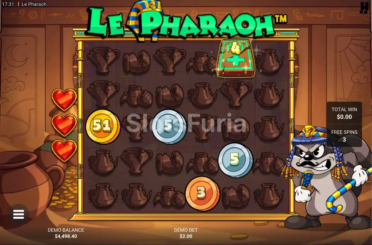 Modo de giros gratis activado en Le Pharaoh