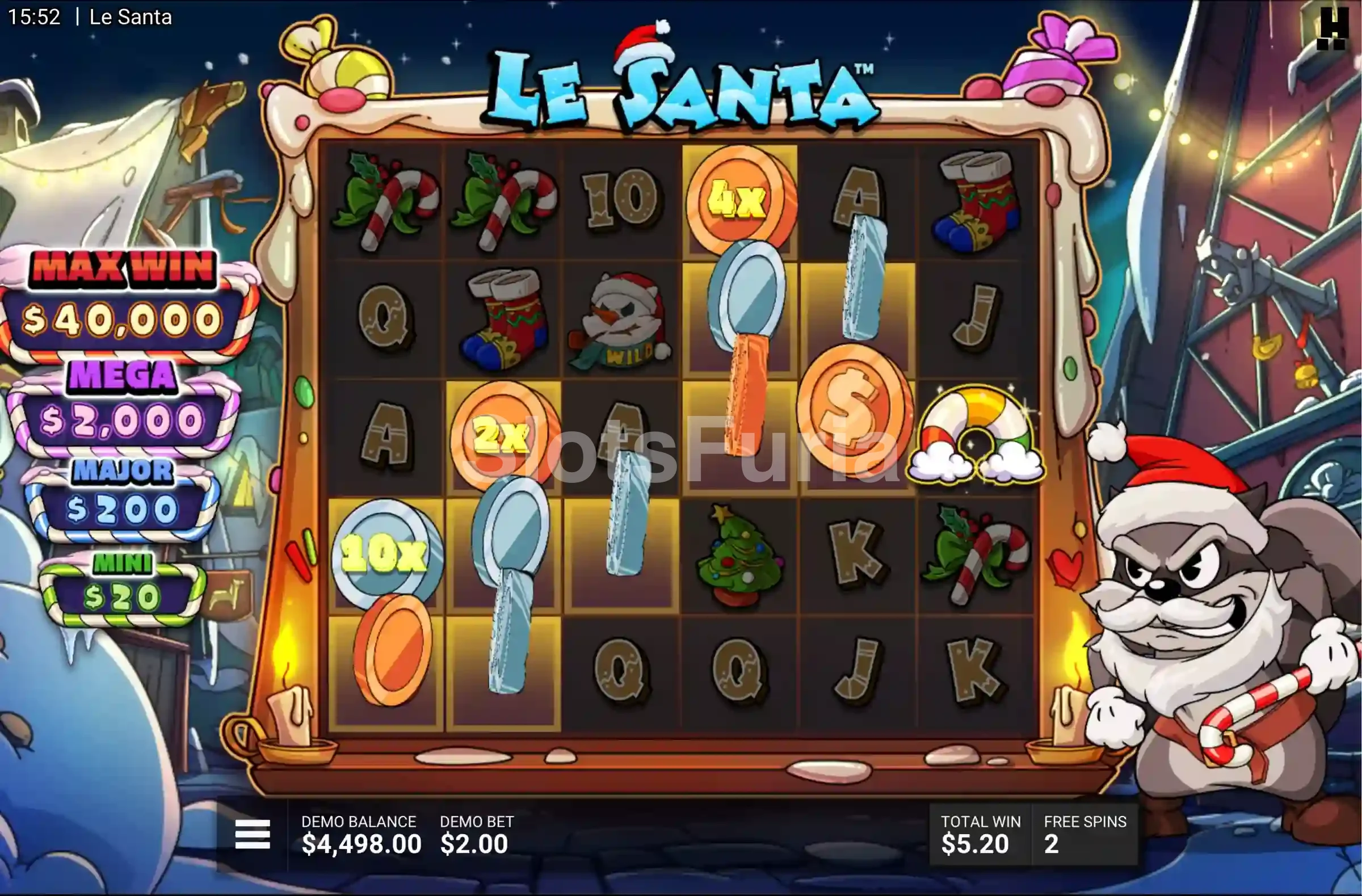 Ronda de giros gratuitos de Le Santa con multiplicadores activos