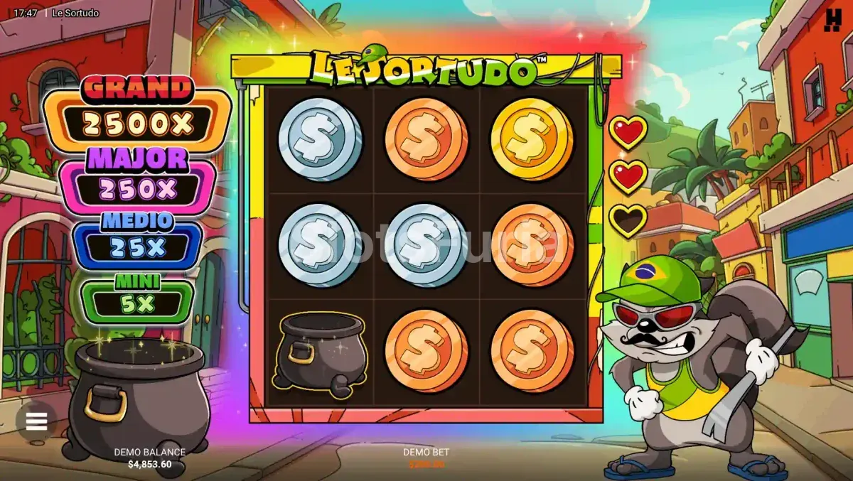 Ronda de free spins Rainbow Hold and Win en Le Sortudo