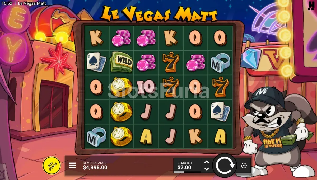 Pantalla principal del juego base de Le Vegas Matt
