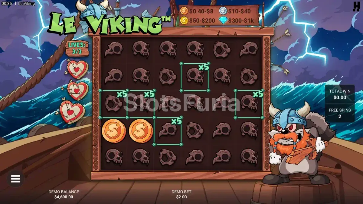 Free spins de Le Viking con multiplicadores de cuadrícula activados