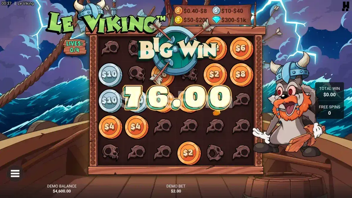 Gran victoria en Le Viking con multiplicadores al máximo