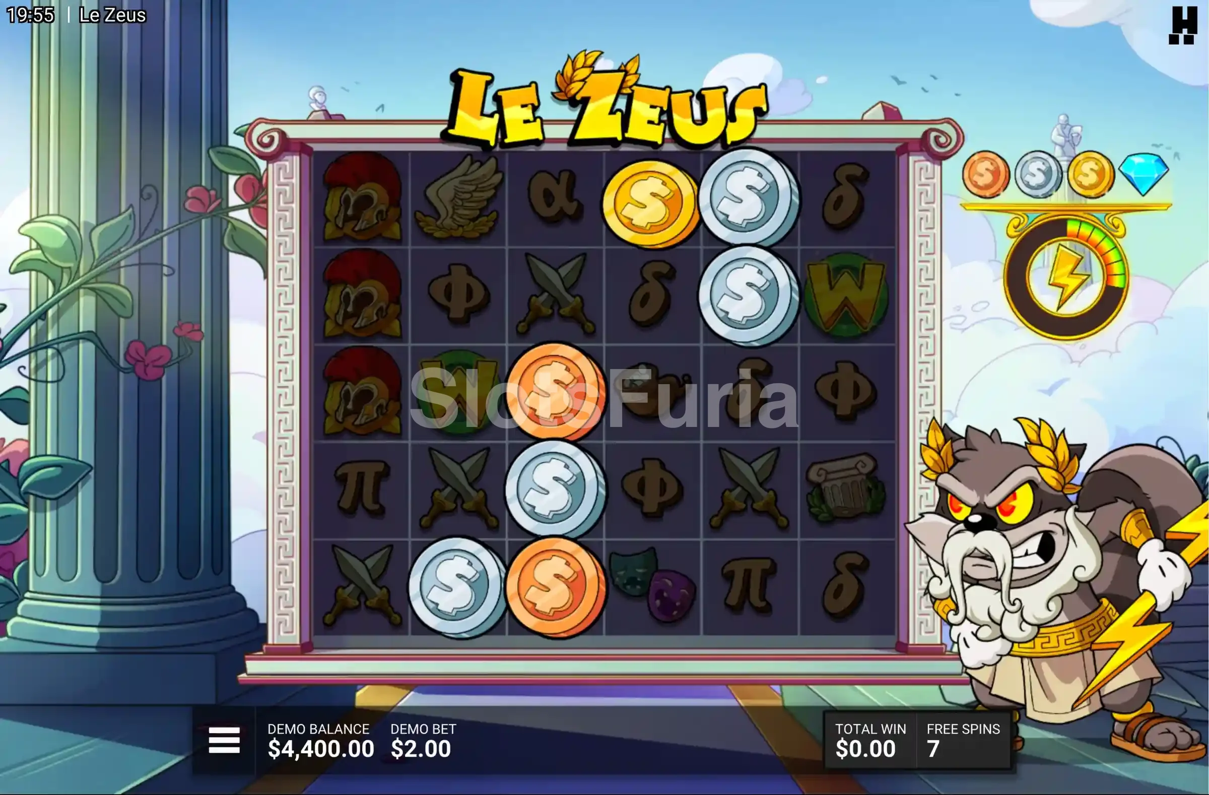 Ronda de giros gratis de Le Zeus con multiplicadores activos
