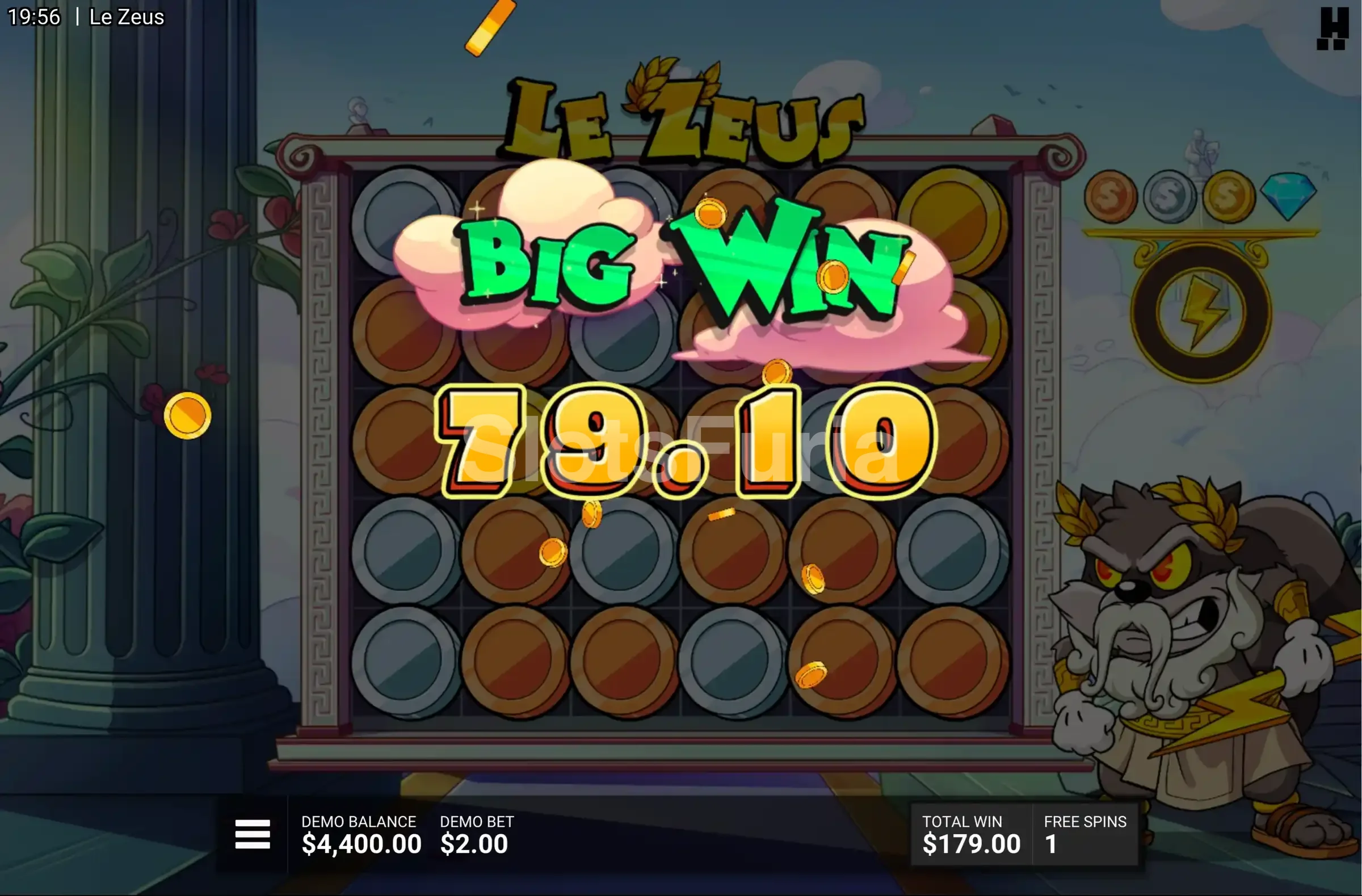 Gran victoria épica en Le Zeus con multiplicador máximo