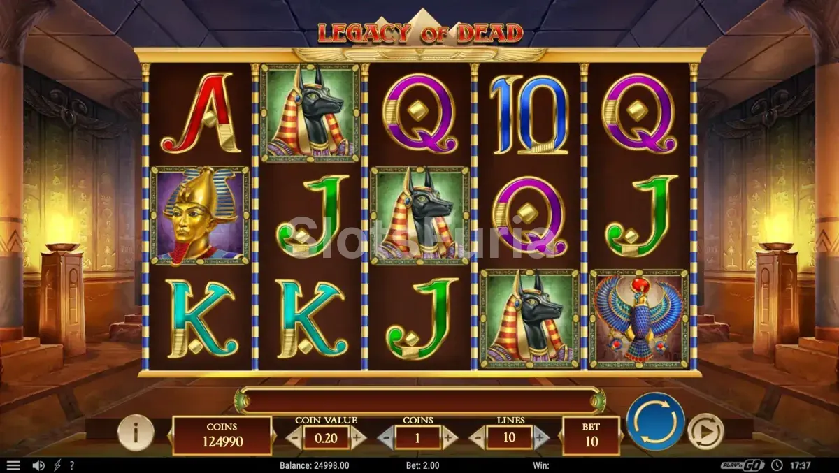 Juego base de Legacy of Dead con la grilla de 5 rodillos