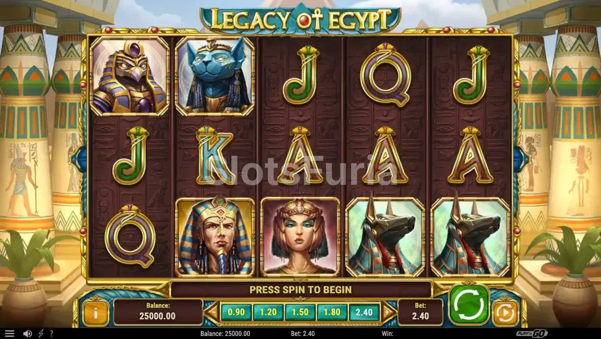 Pantalla principal del juego base de Legacy of Egypt