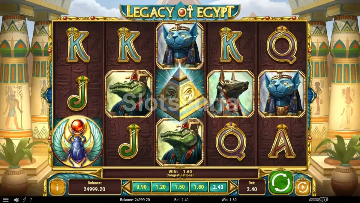 Segunda vista del juego base de Legacy of Egypt mostrando cascadas en acción