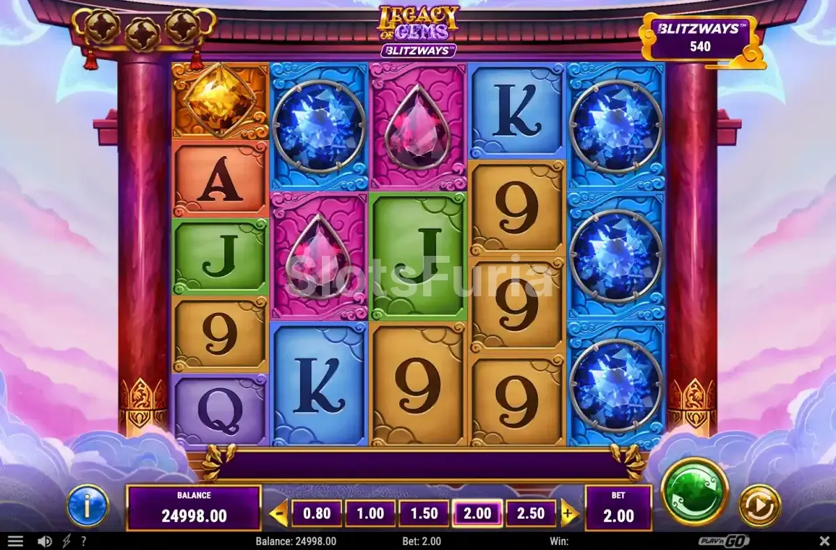 Pantalla principal del juego base en Legacy of Gems Blitzways