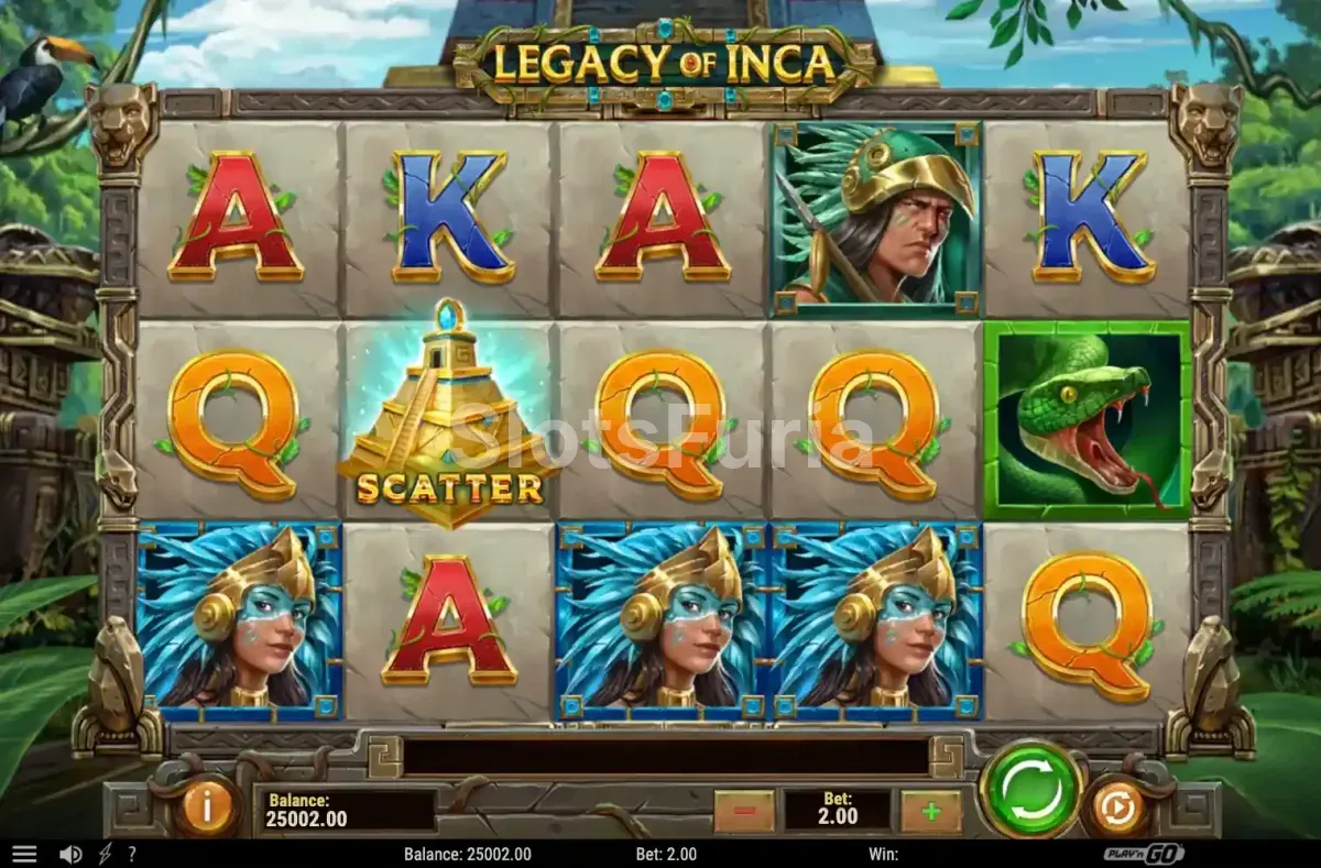Juego base de Legacy of Inca con sus símbolos andinos en los carretes