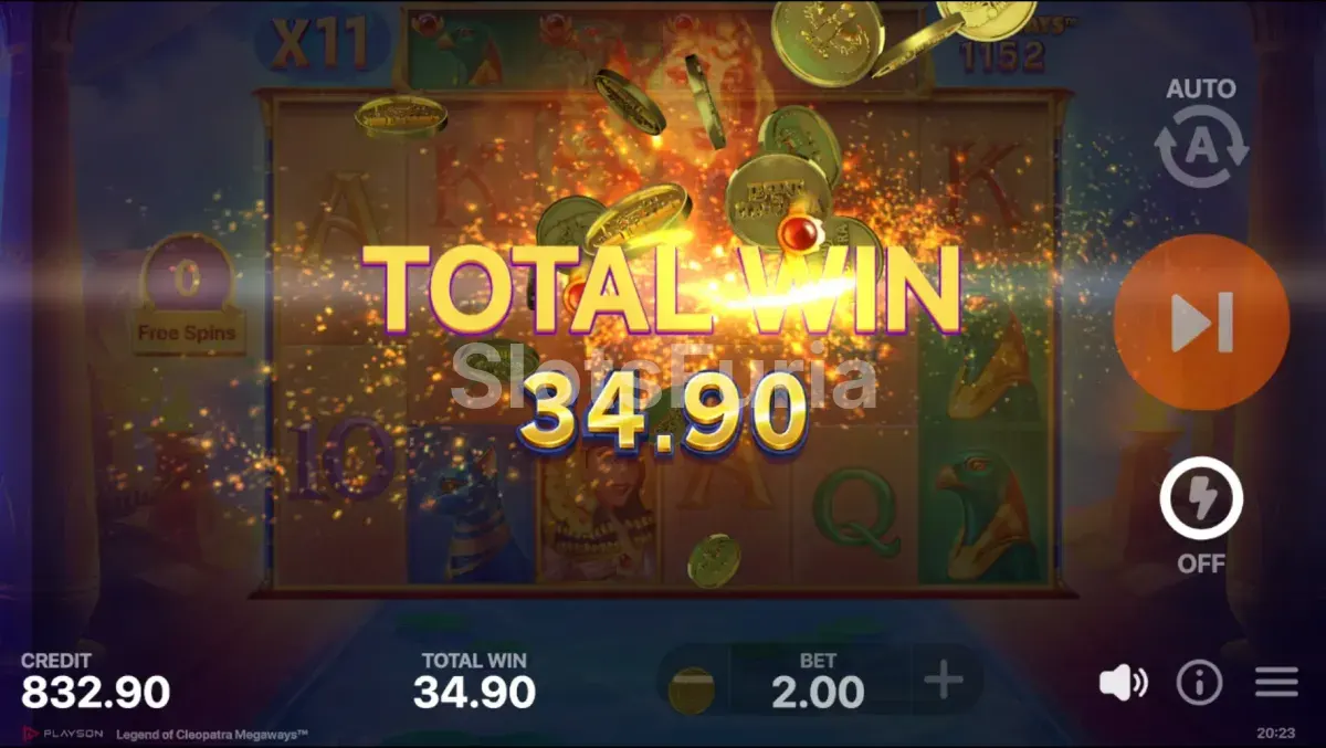 Gran victoria en Legend of Cleopatra Megaways