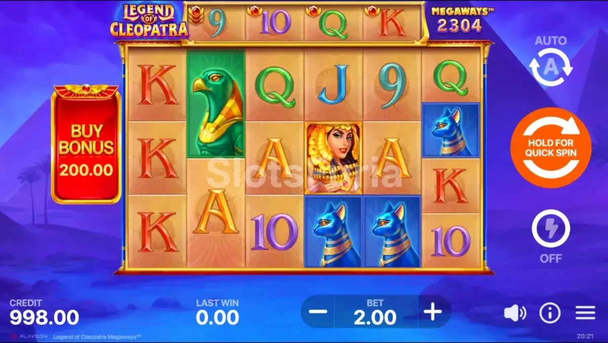 Pantalla principal del juego Legend of Cleopatra Megaways