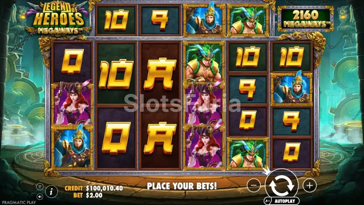 Segunda vista del juego base de Legend of Heroes Megaways con combinación ganadora