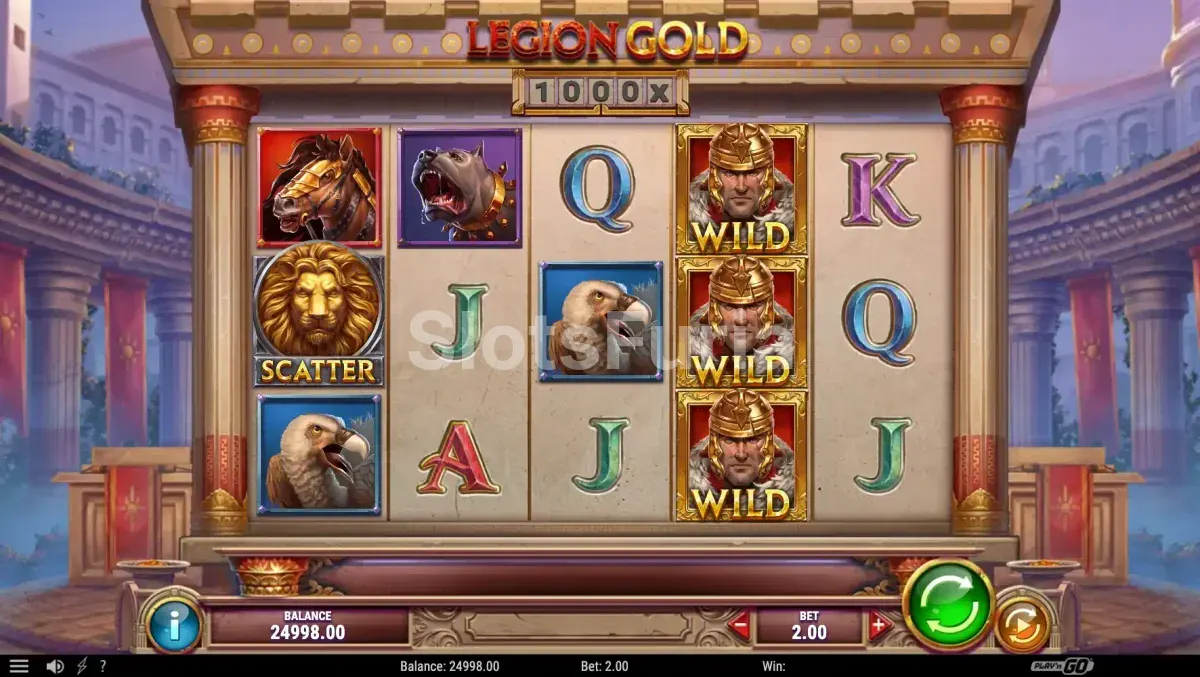 Pantalla principal de Legion Gold con el tablero romano completo