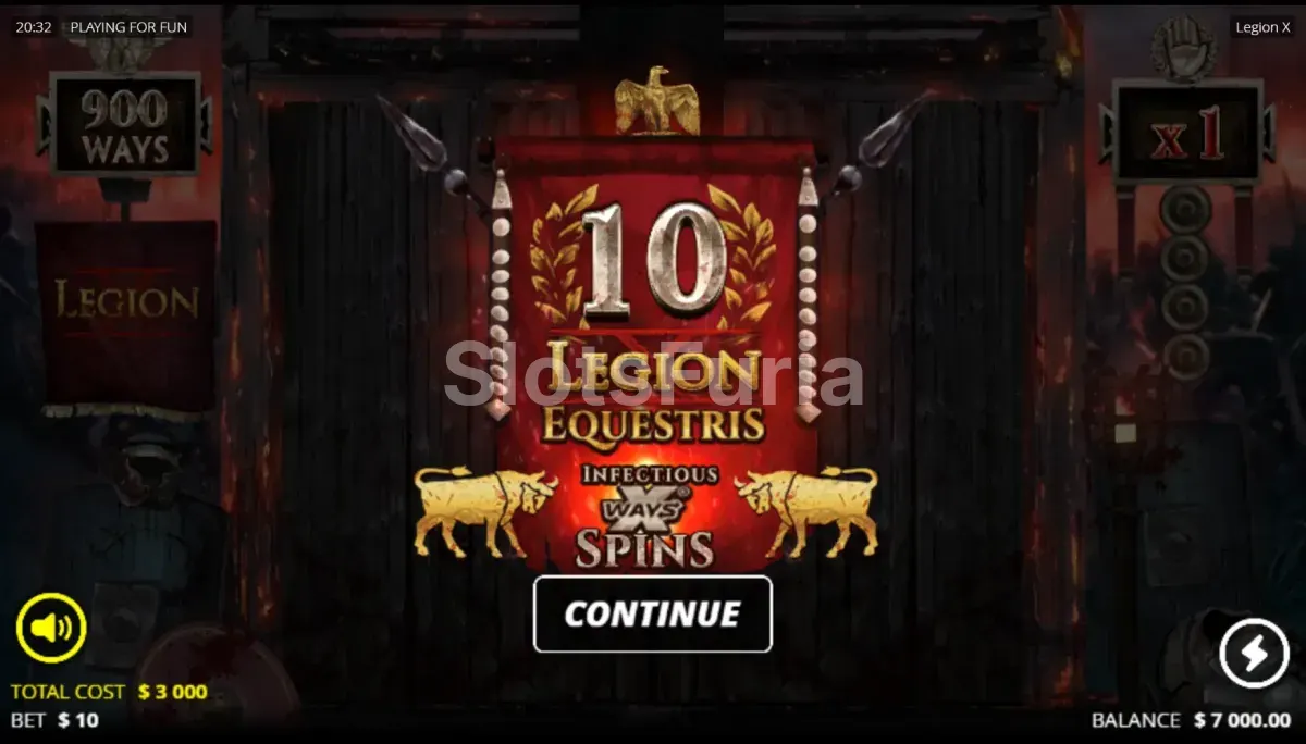 Ronda de giros gratis de Legion X con multiplicadores activos y wild en movimiento