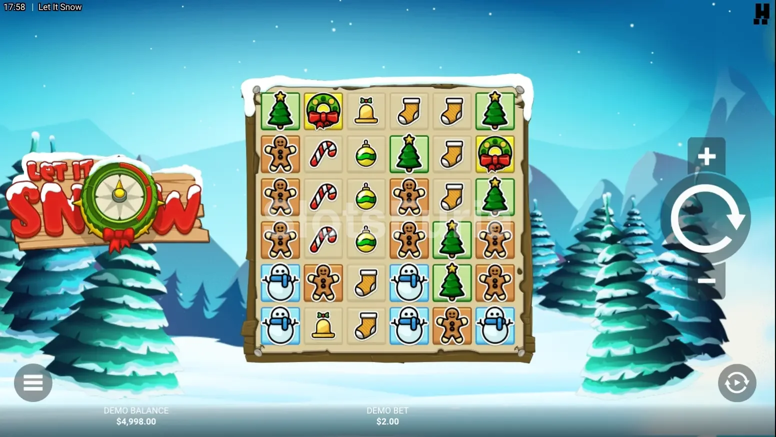 Juego base de Let It Snow en la cuadrícula de 6x6