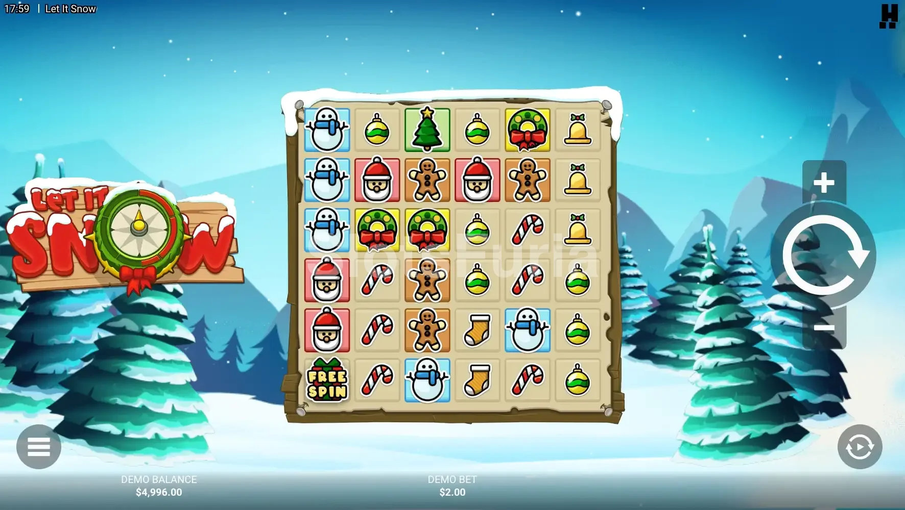 Giro del juego base de Let It Snow con símbolos expansivos