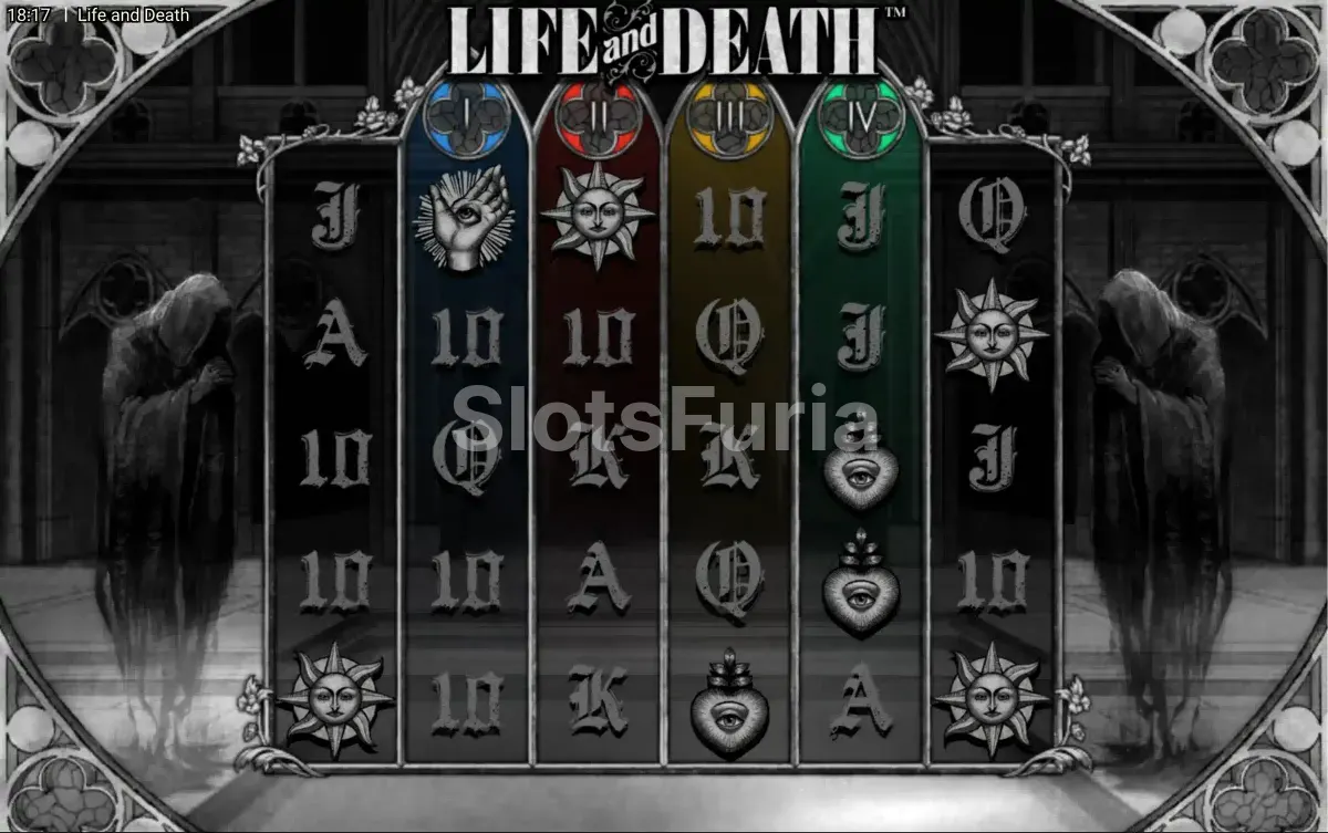 Juego base de Life and Death, tragamonedas de Hacksaw Gaming