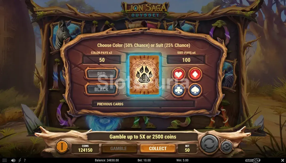 Ronda de gamble de Lion Saga Odyssey con carta boca abajo