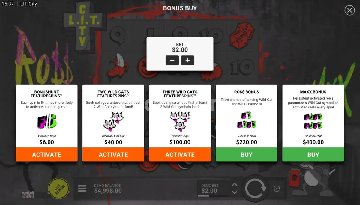Función de compra de bono en LIT City