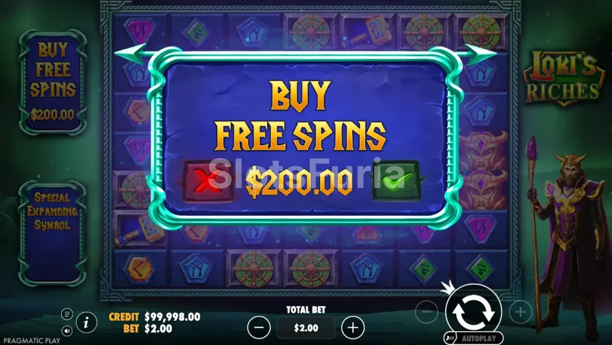 Función de compra de bonus en Loki's Riches