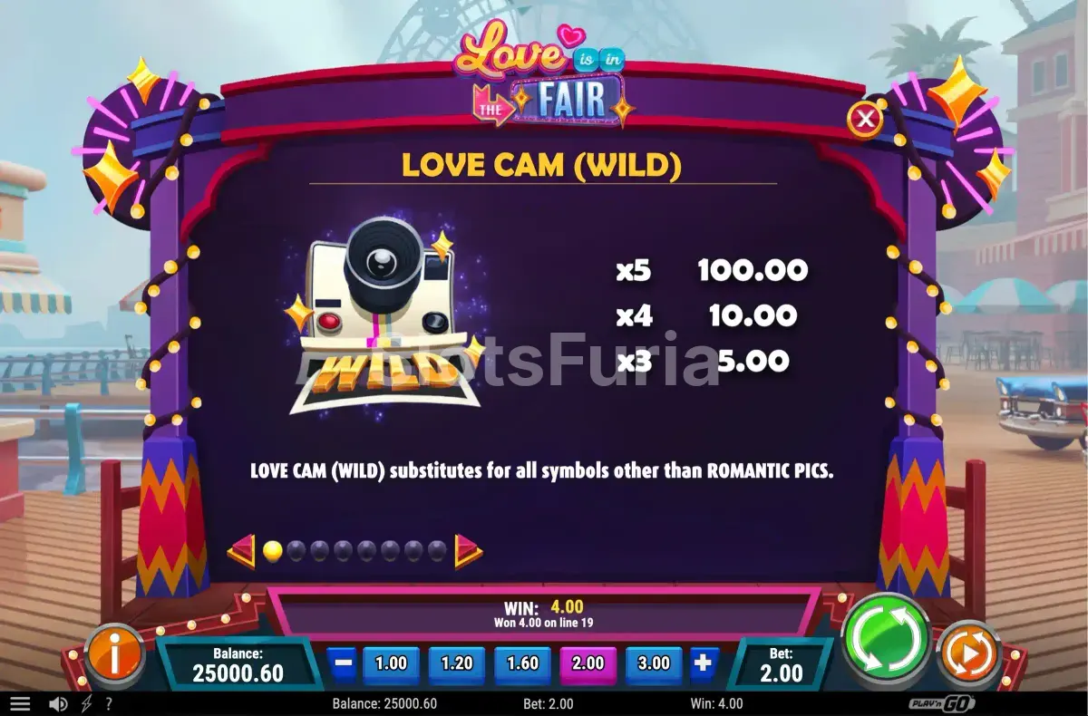 Tabla de pagos de Love is in the Fair con todos los símbolos