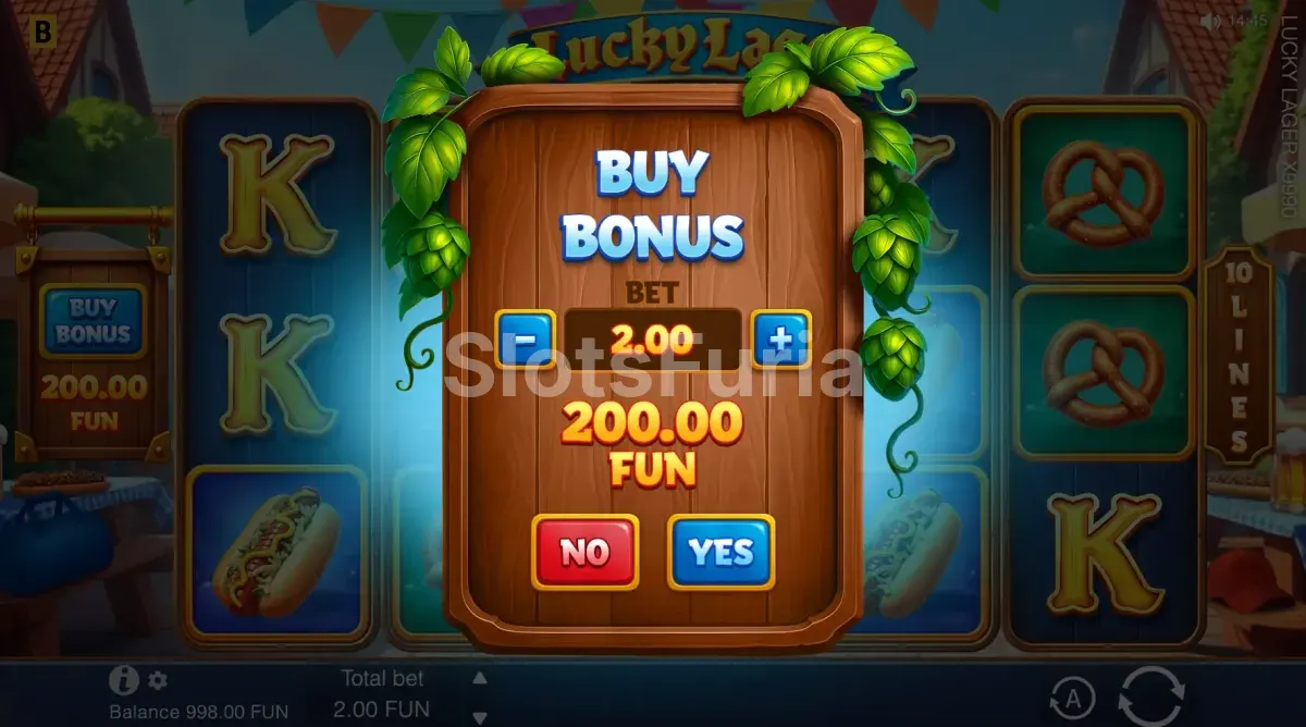 Opción de compra de bonus en Lucky Lager X9990