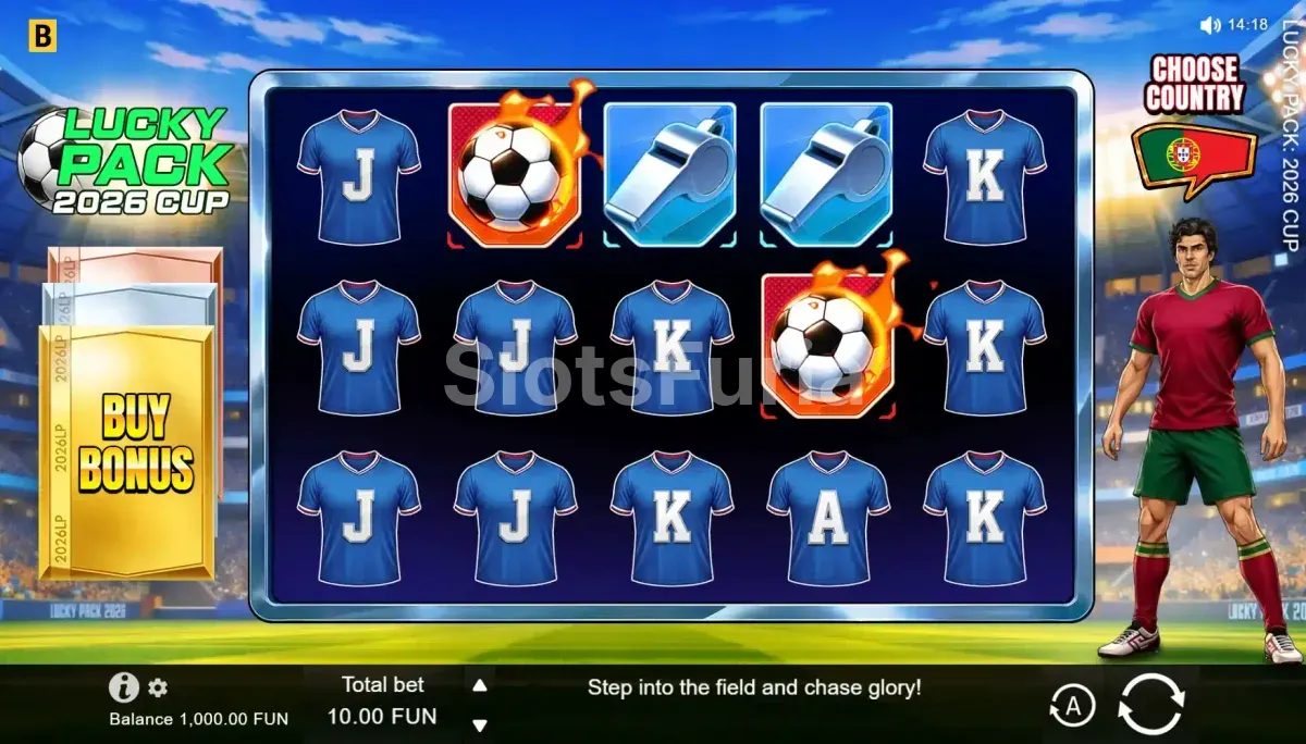 Juego base de Lucky Pack 2026 Cup con temática futbolística