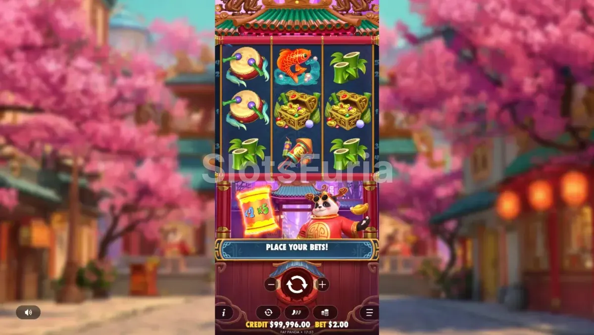 Segundo ejemplo de giro en Lucky Panda con símbolo especial visible