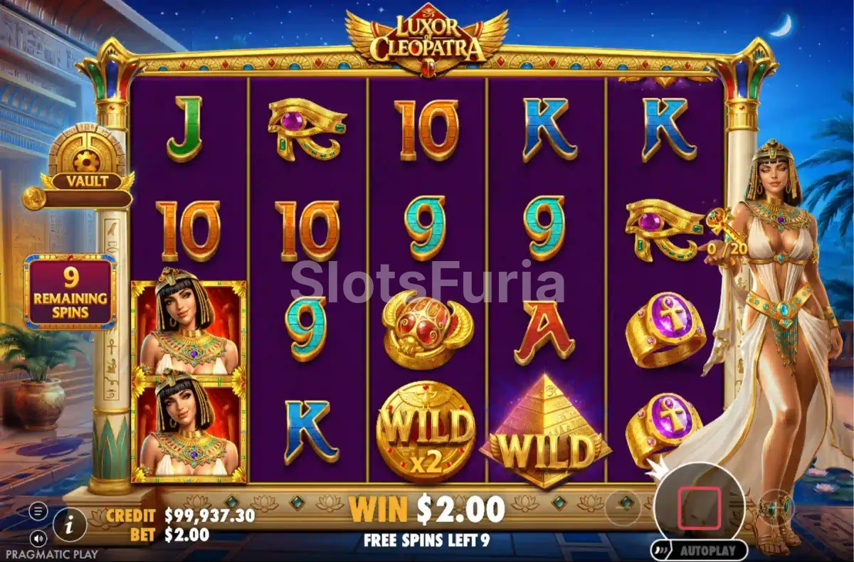 Ronda de tiradas gratuitas activa en Luxor of Cleopatra