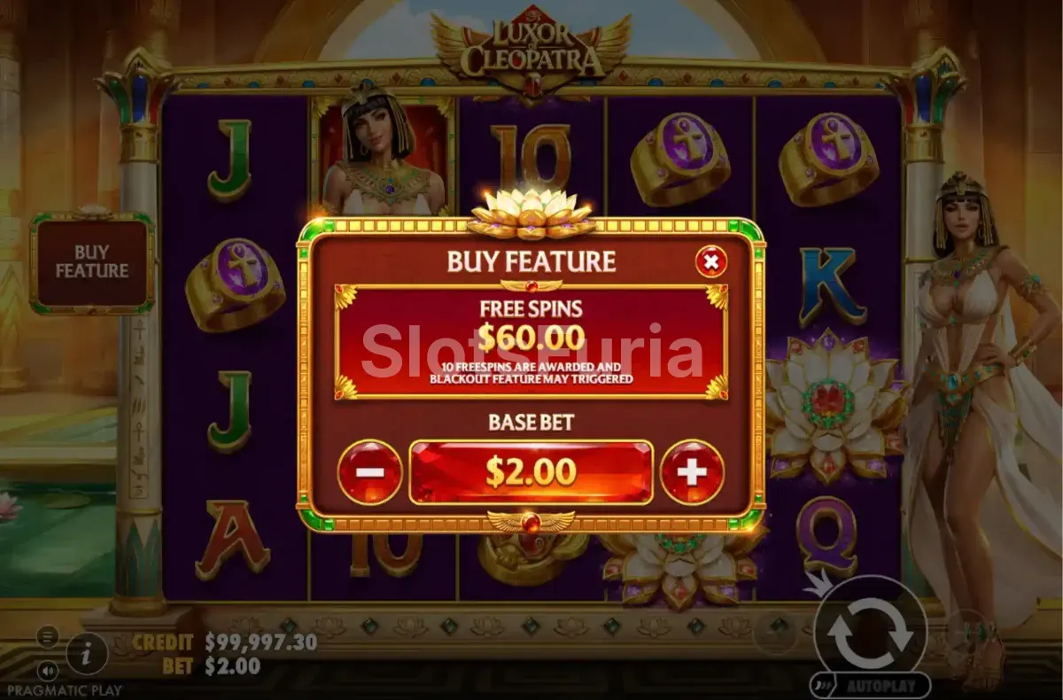 Opción de compra de bonus en Luxor of Cleopatra