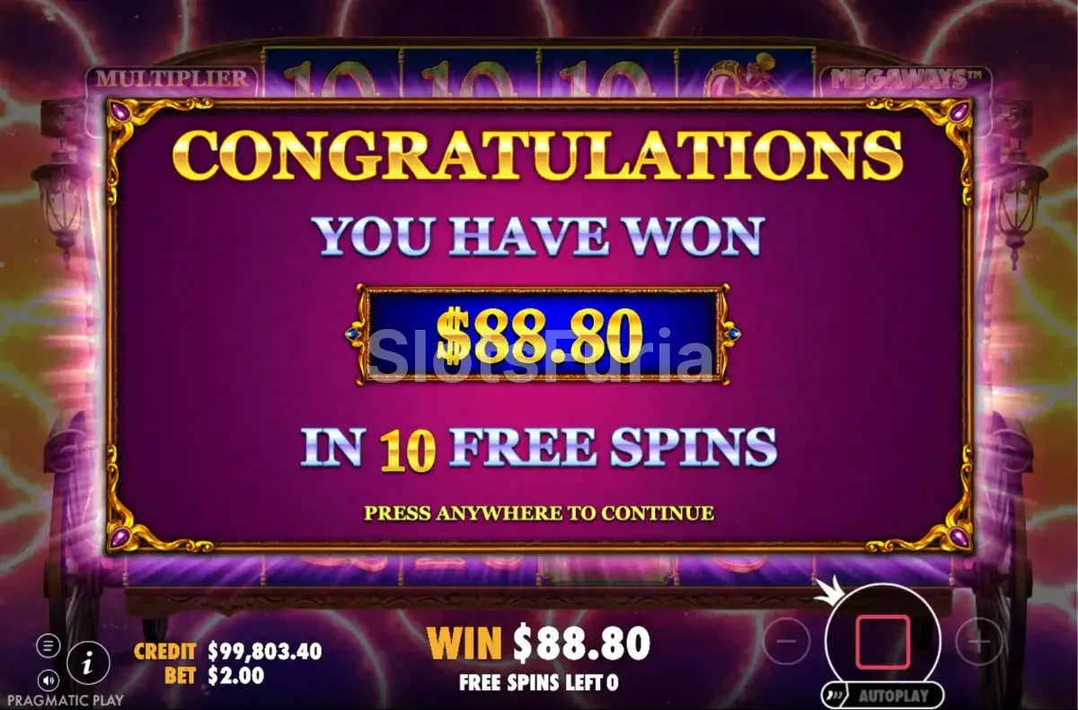 Gran victoria conseguida en Madame Destiny Megaways