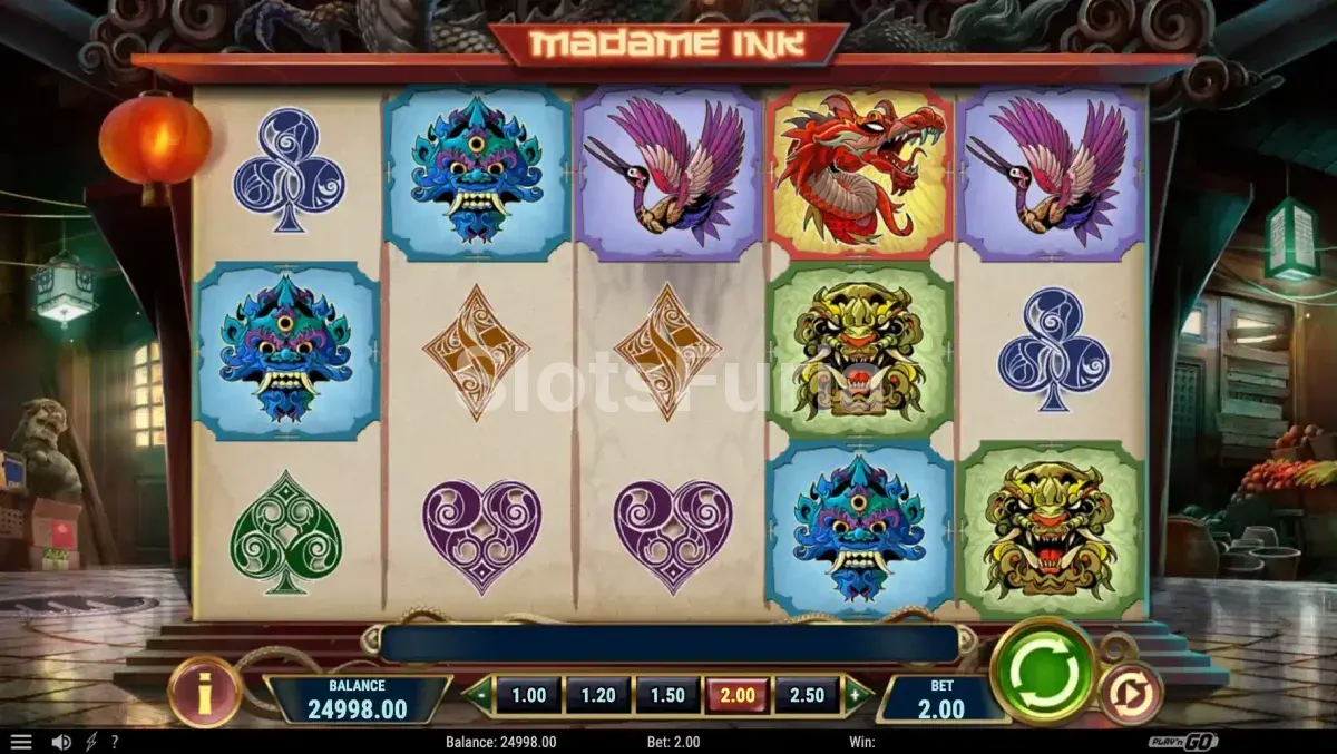 Pantalla principal de Madame Ink con los rodillos activos
