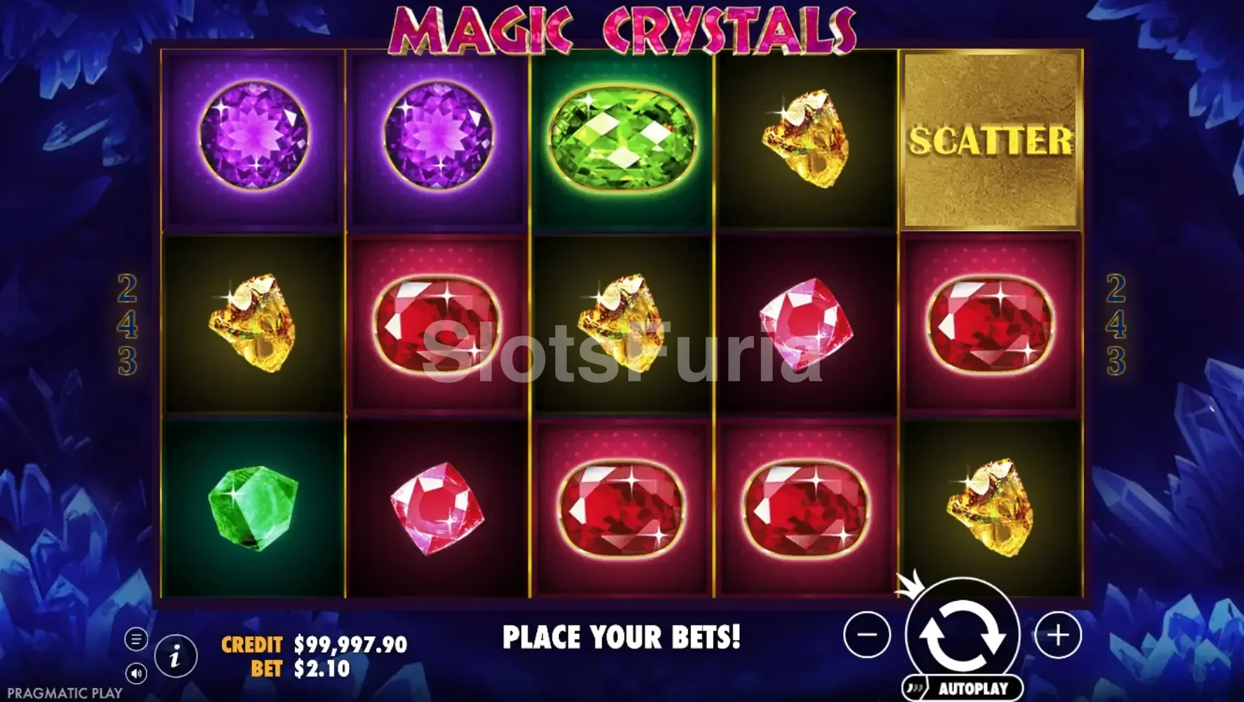 Modo de giros gratuitos activado en Magic Crystals de Pragmatic Play