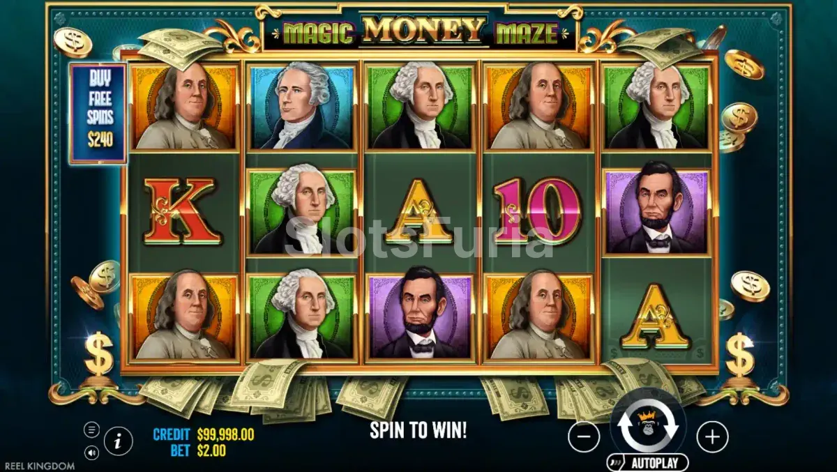 Pantalla principal del juego base en Magic Money Maze