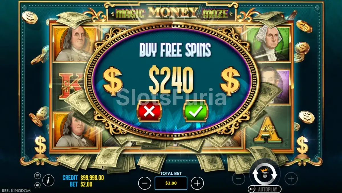 Función de compra de bonos en Magic Money Maze