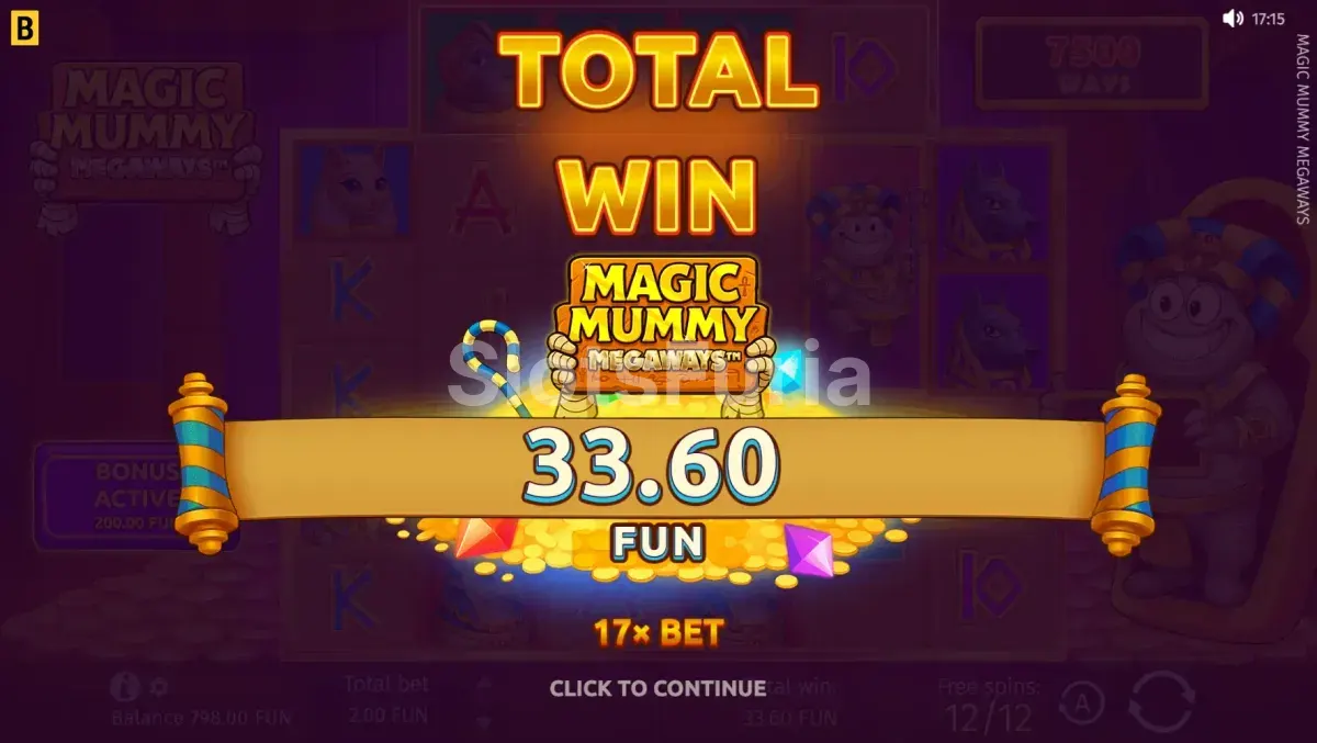 Gran victoria conseguida en Magic Mummy Megaways durante los giros gratis