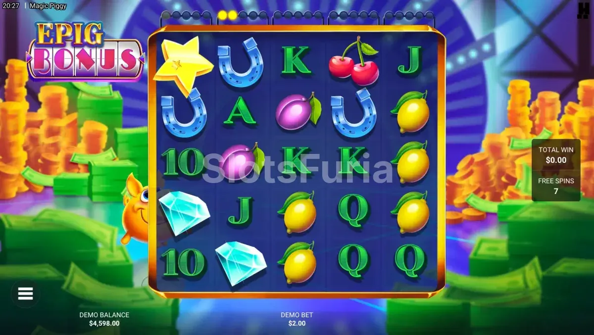 Giros gratis del Pig Bonus en Magic Piggy con medidores de estrellas
