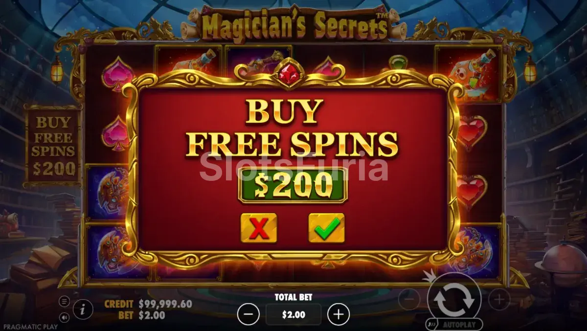 Función de compra de bonos disponible en Magician's Secrets