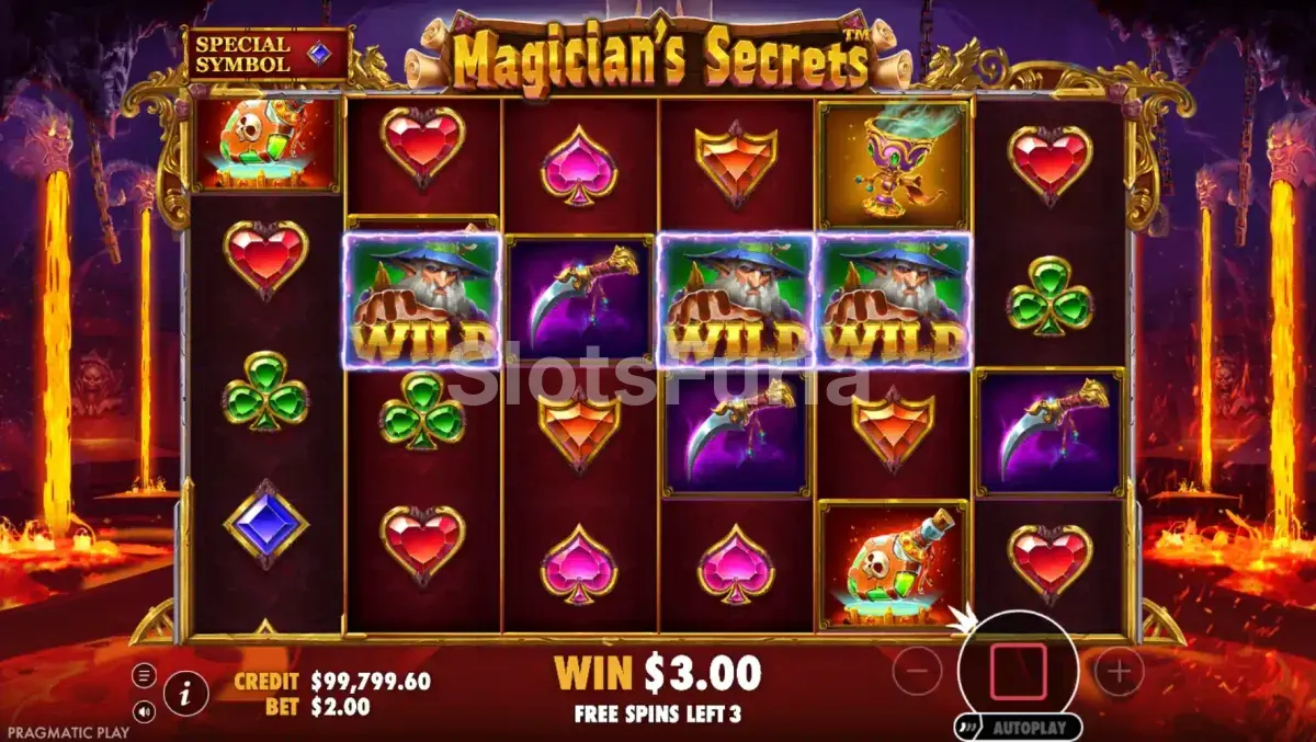 Ronda de giros gratis en Magician's Secrets con wilds activos