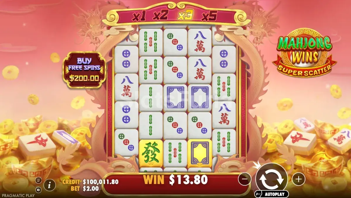 Pantalla principal del juego base de Mahjong Wins Super Scatter