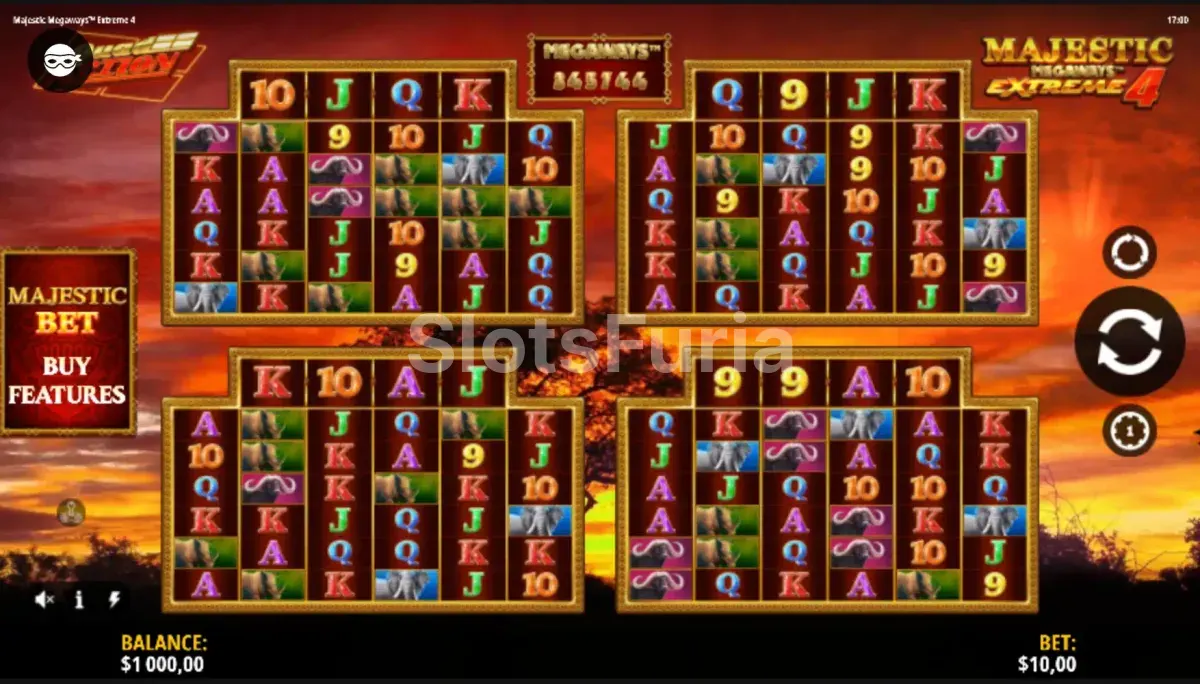 Pantalla principal del juego base de Majestic Megaways Extreme 4
