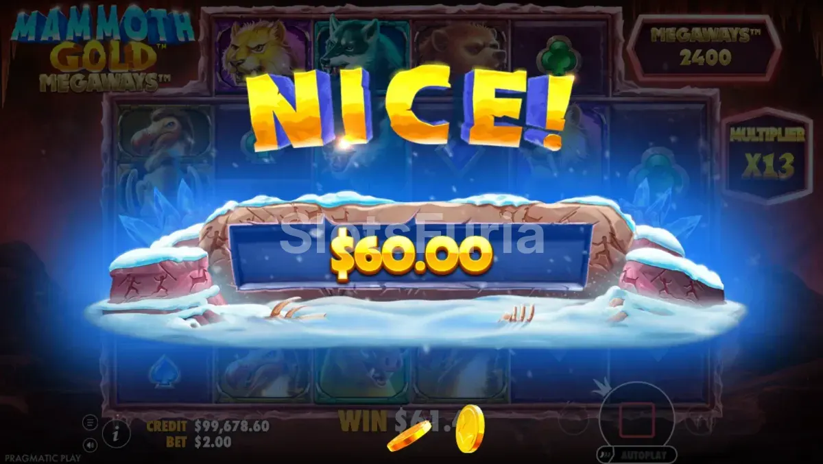 Gran victoria en Mammoth Gold Megaways con multiplicador elevado