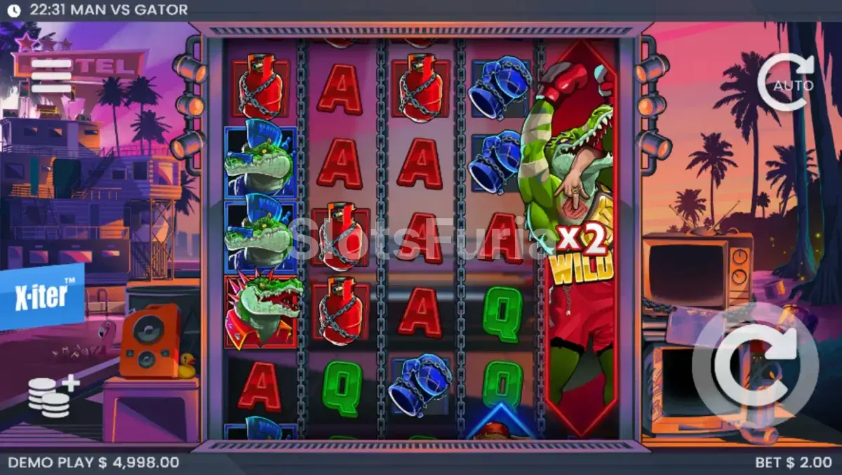 Pantalla principal de Man vs Gator con la matriz 5x5