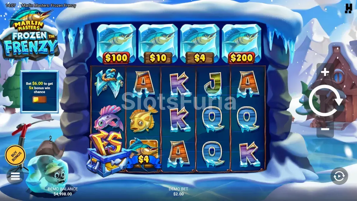 Juego base de Marlin Masters Frozen Frenzy con los rodillos sobre el lago congelado